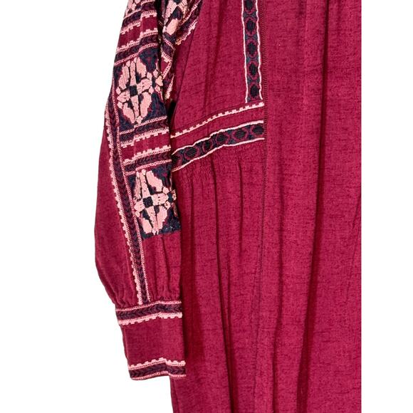 Free People OB847319 All My Life Embroidered Smocked Dress Size Med - Picture 2 of 8